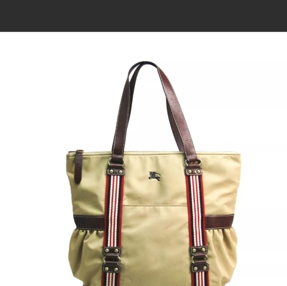 🥳HP🥳Burberry Tan Canvas LARGE Tote - Picture 2 of 10